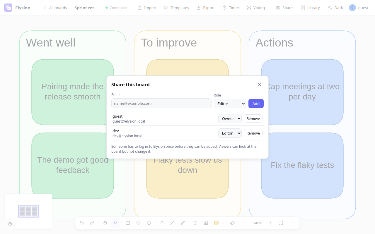 The share dialog